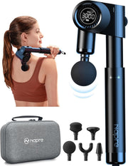 Deep Tissue Massage Gun for Back Pain Relief, 32-Speed, Foldable Arm
