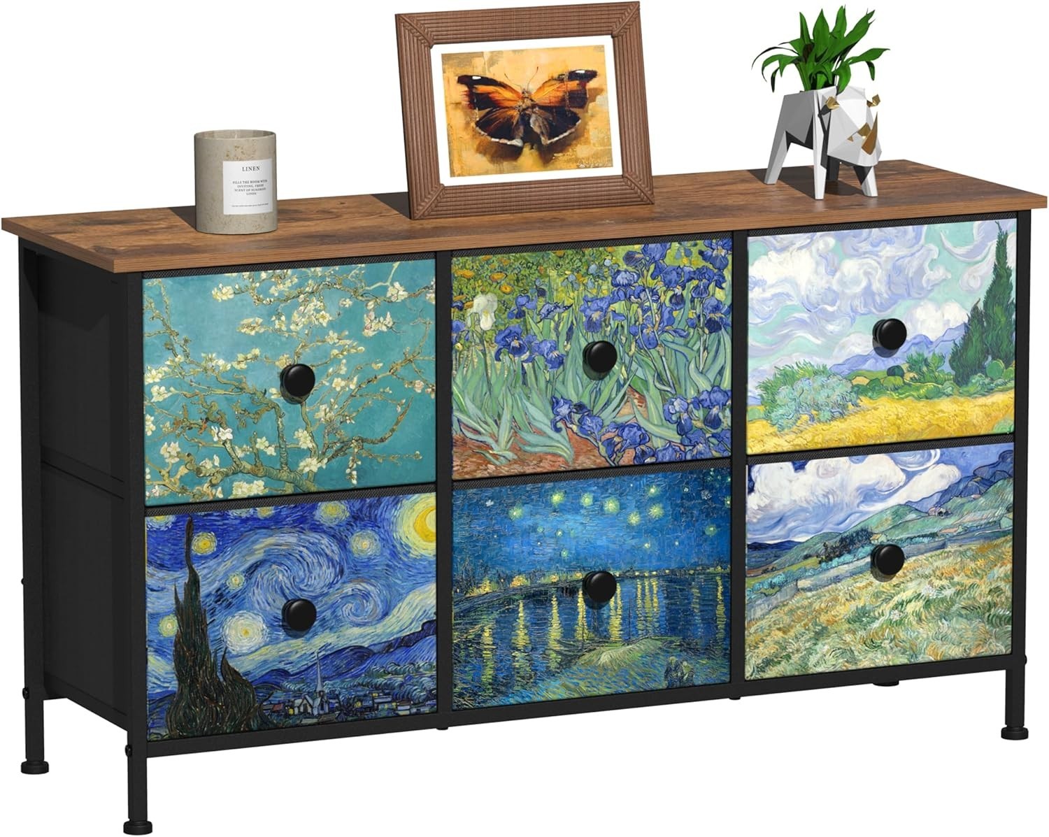 Van Gogh Style Dresser 6 Drawers Chest Storage Unit for Bedroom