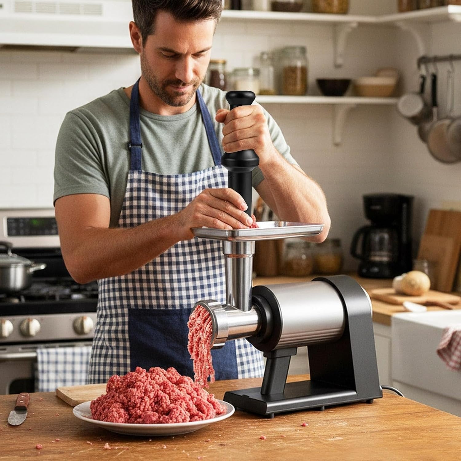 2000W Electric Meat Grinder Sausage Maker 3 Plates Kibbe Kit