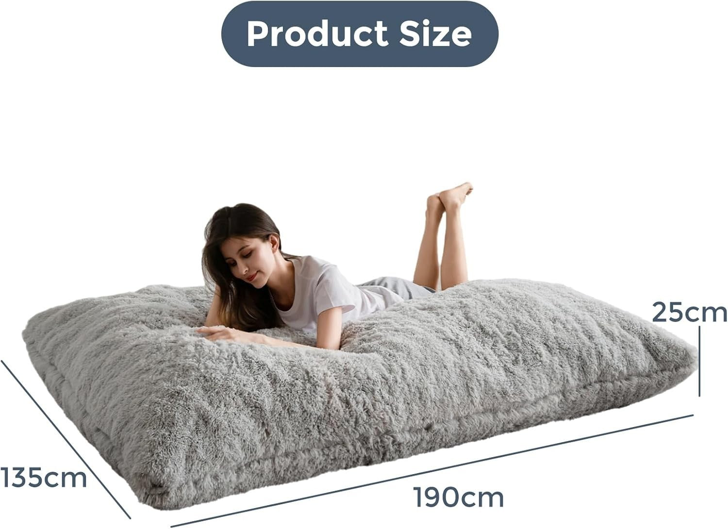 Giant Faux Fur Bean Bag Sofa Bed Chair Adult Recliner Floor Lounger