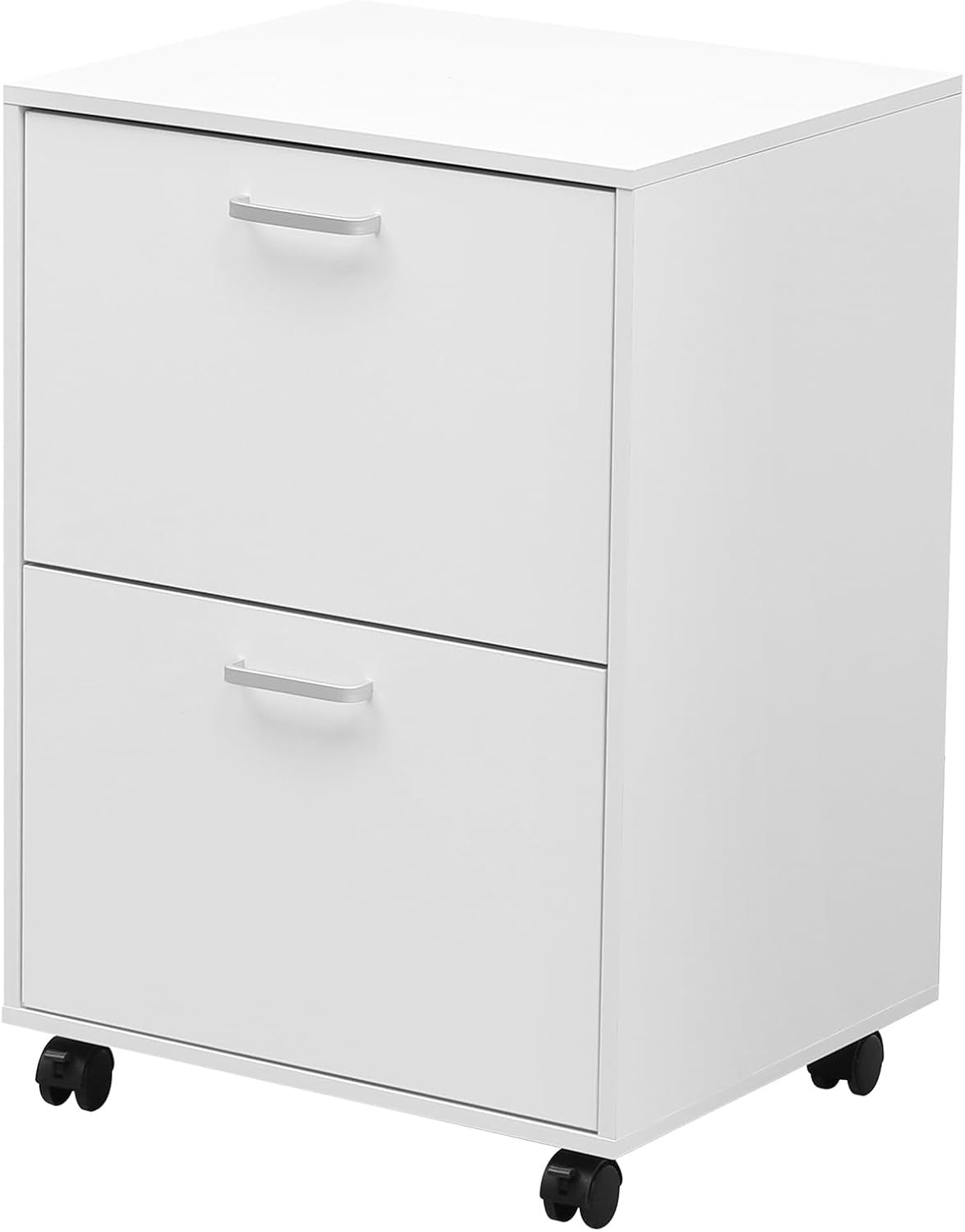 White Rolling Vertical File Cabinet 2 Drawer A4 Legal Storage