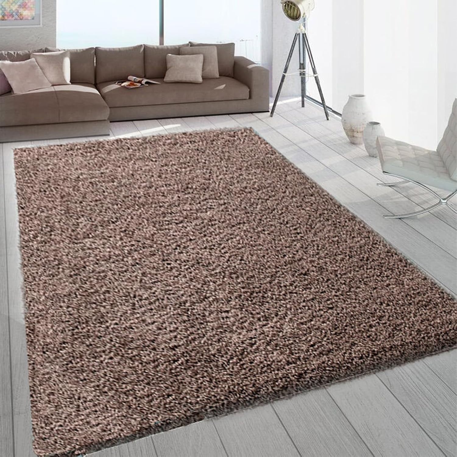 Extra Large Shaggy Rug 160x230cm 5cm Thick Soft High Pile Taupe Carpet