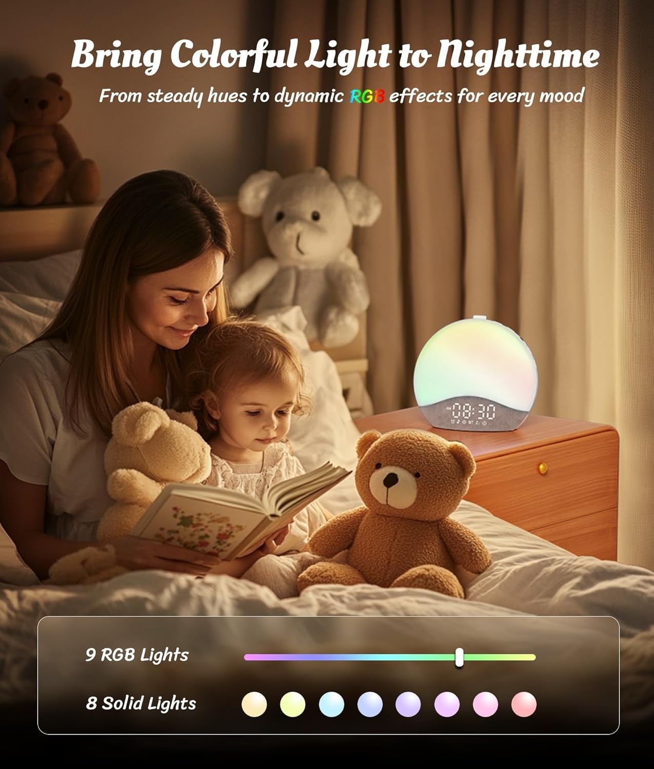 Sunrise Alarm Clock Wake Up Light White Noise Bluetooth Night Lamp