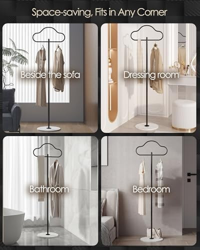 Black Minimalist Coat Stand | Heavy Duty Metal Clothing Rack for Hallway