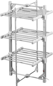 3 Tier Heated Clothes Airer with Cover Electric Folding Indoor Drying Rack