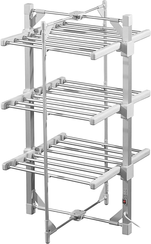 3 Tier Heated Clothes Airer with Cover Electric Folding Indoor Drying Rack