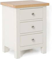 Cream 3 Drawer Bedside Table with Solid Oak Top Fully Assembled 42x32x56cm