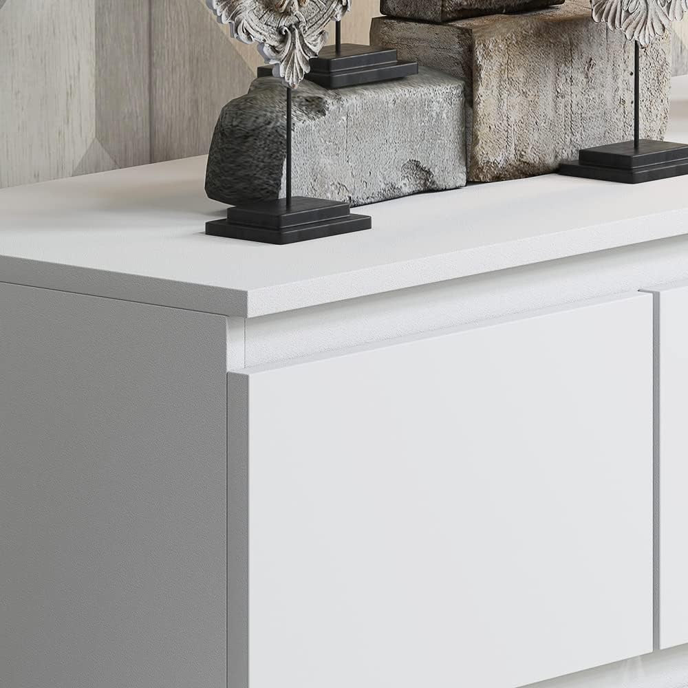 White Chest of 7 Drawers Modern Bedroom Storage Cabinet Sleek Design