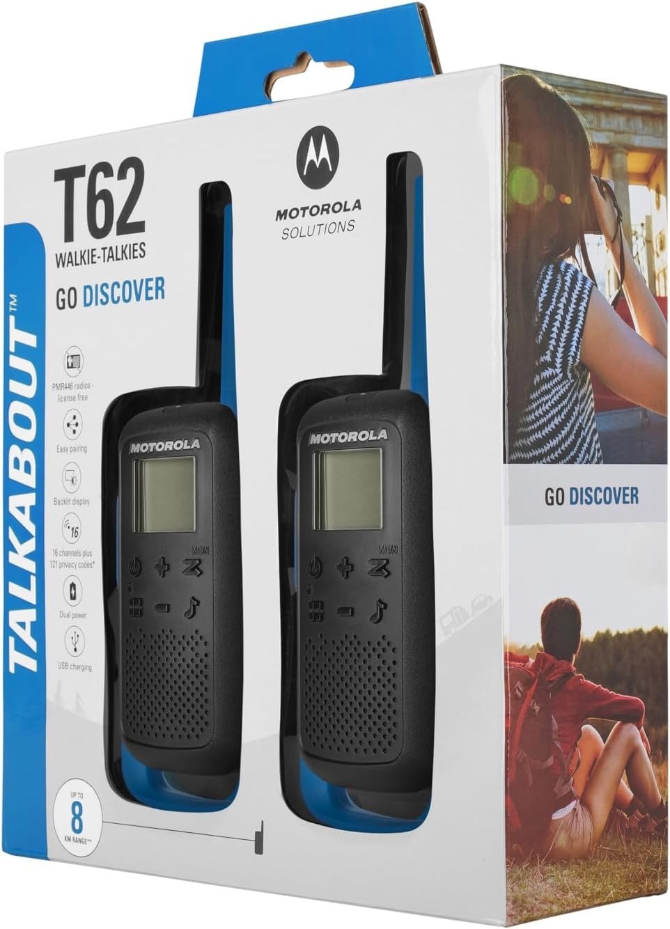 PMR446 Walkie Talkies Twin Pack 8KM Range LCD 16 Channel Radio
