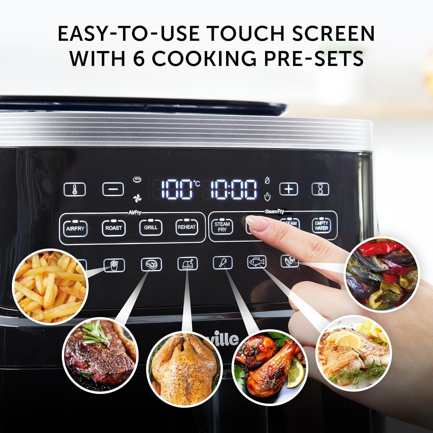 7L Steam Air Fryer Digital 1700W SteamFry Tech Energy Efficient Fry Bake Grill