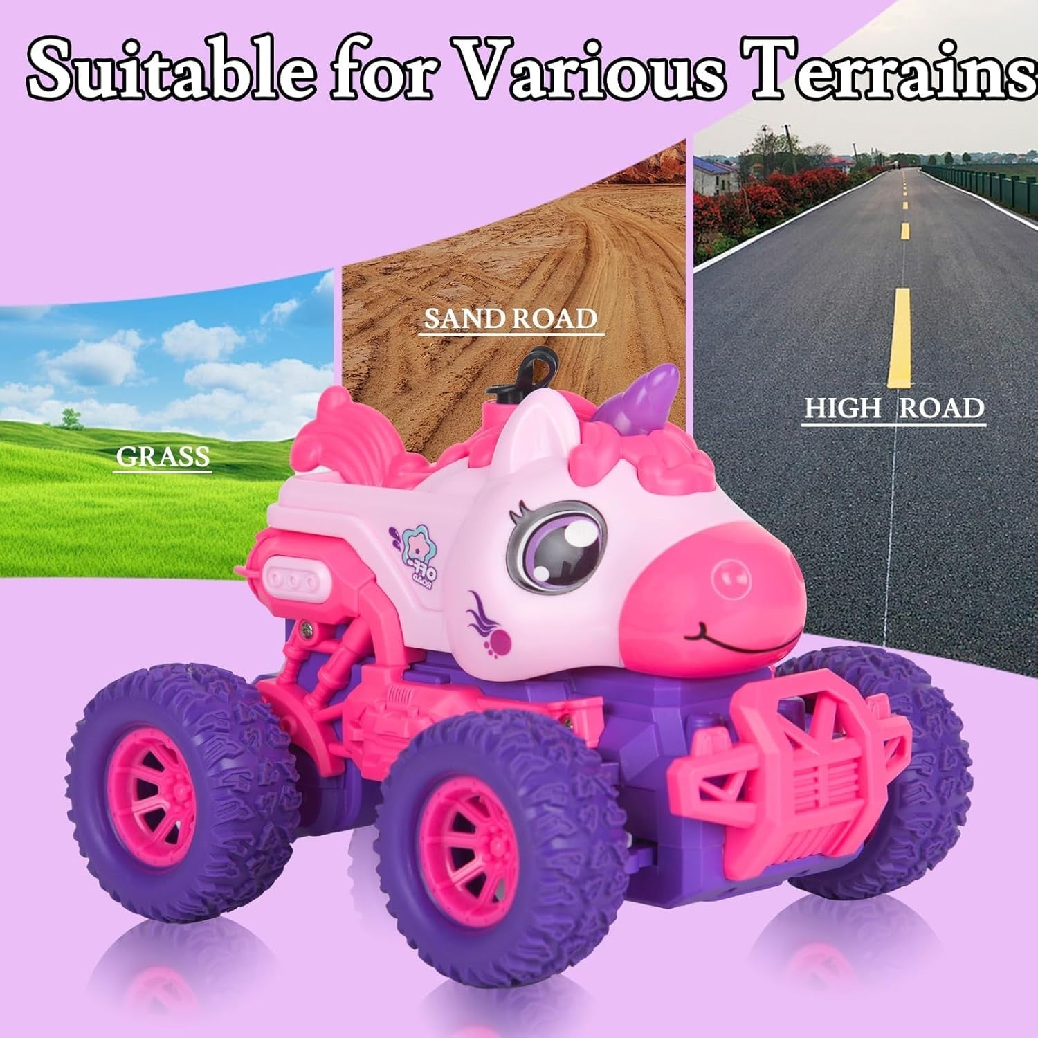 Unicorn RC Monster Truck for Kids – Remote Control Car w/ LED & Spray Toy