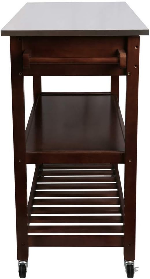 Kitchen Island Trolley Stainless Steel Top Rolling Storage Cart with Drawers