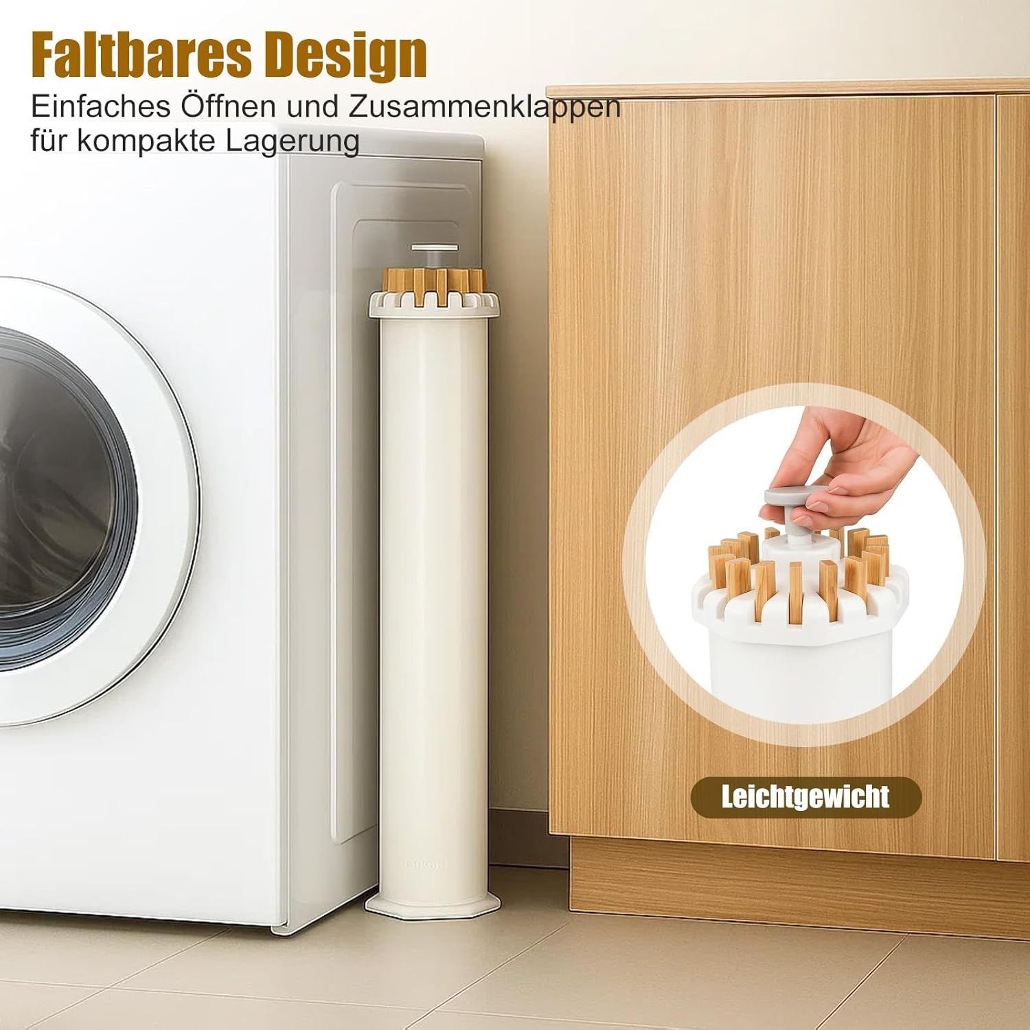 Wooden Clothes Airer Tripod Folding Laundry Drying Rack Portable