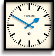 40cm Retro Square Wall Clock Silent Black Frame Blue Hands for Kitchen Office
