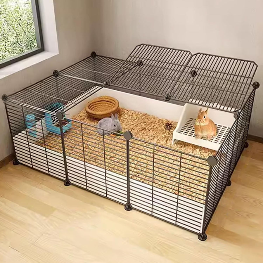 Large Indoor Rabbit Hutch Metal Wire Cage Secure Small Animal Enclosure