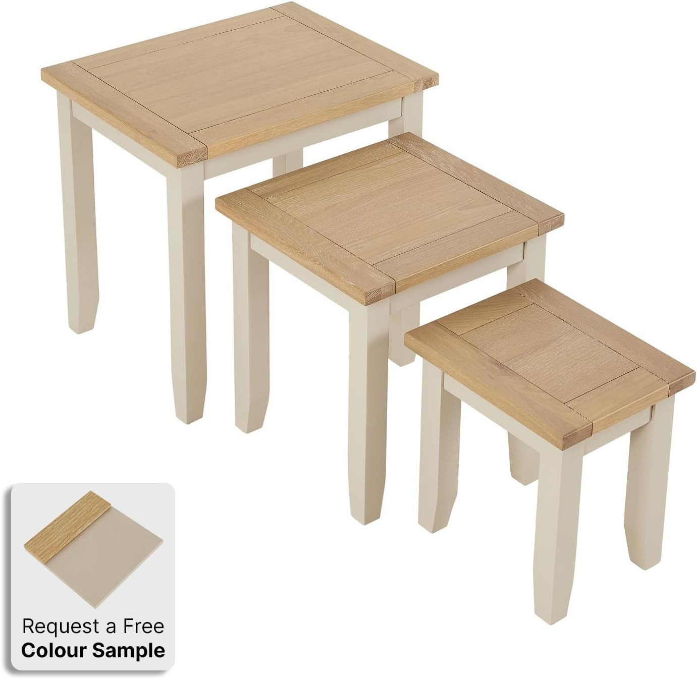 Space Saving Dove Grey Nesting Tables Wood Shaker Style Coffee Side Set