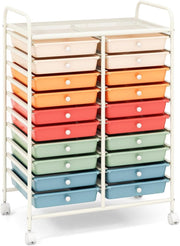 Colorful 20 Drawer Storage Trolley Rolling Cart Craft Office Organizer