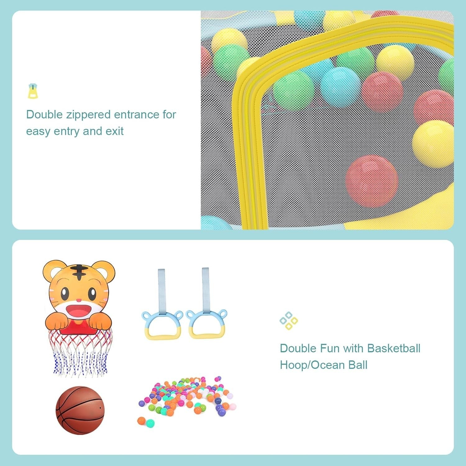 4FT Toddler Trampoline Kids Indoor Outdoor Play Set Enclosure Hoop