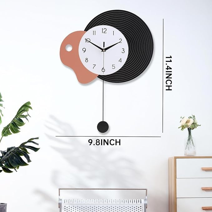 Modern Pendulum Wall Clock 35cm Silent Metal Design Minimalist Home Decor
