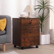 Espresso Lockable Mobile Filing Cabinet 3 Drawer Under Desk