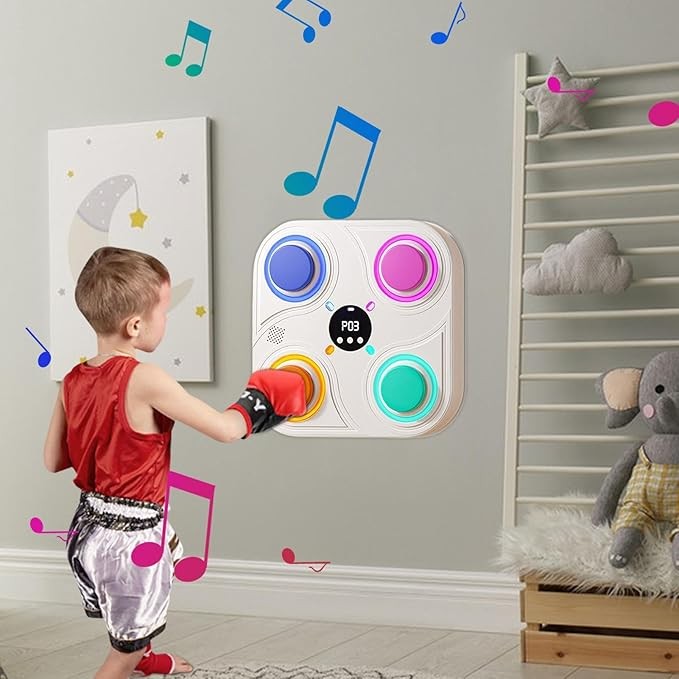 Boxing Music Workout Machine Wall Mount LED Punch Trainer with Gloves