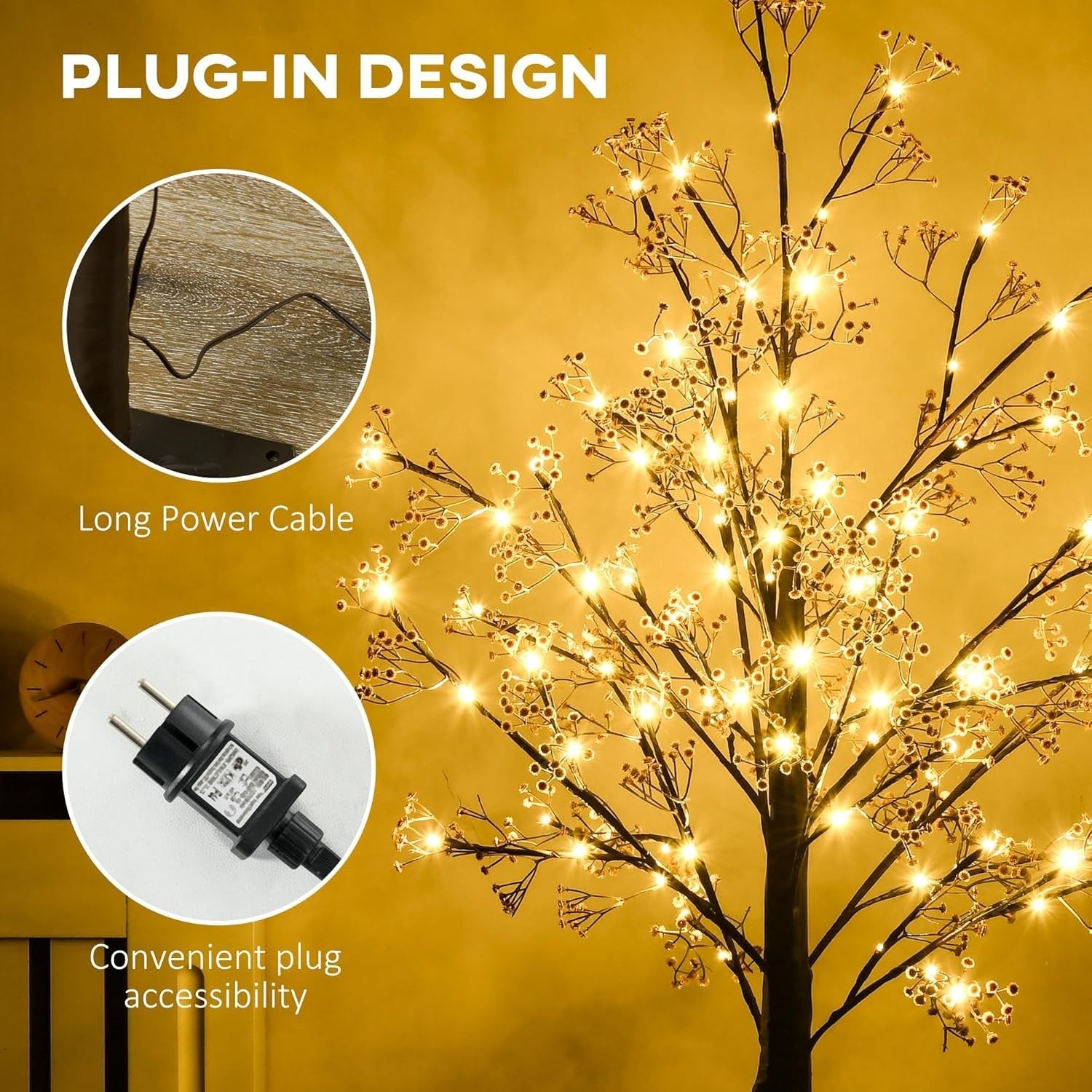 150cm Pre-Lit Gypsophila Blossom Tree Light Warm White LED Floral Home Decor
