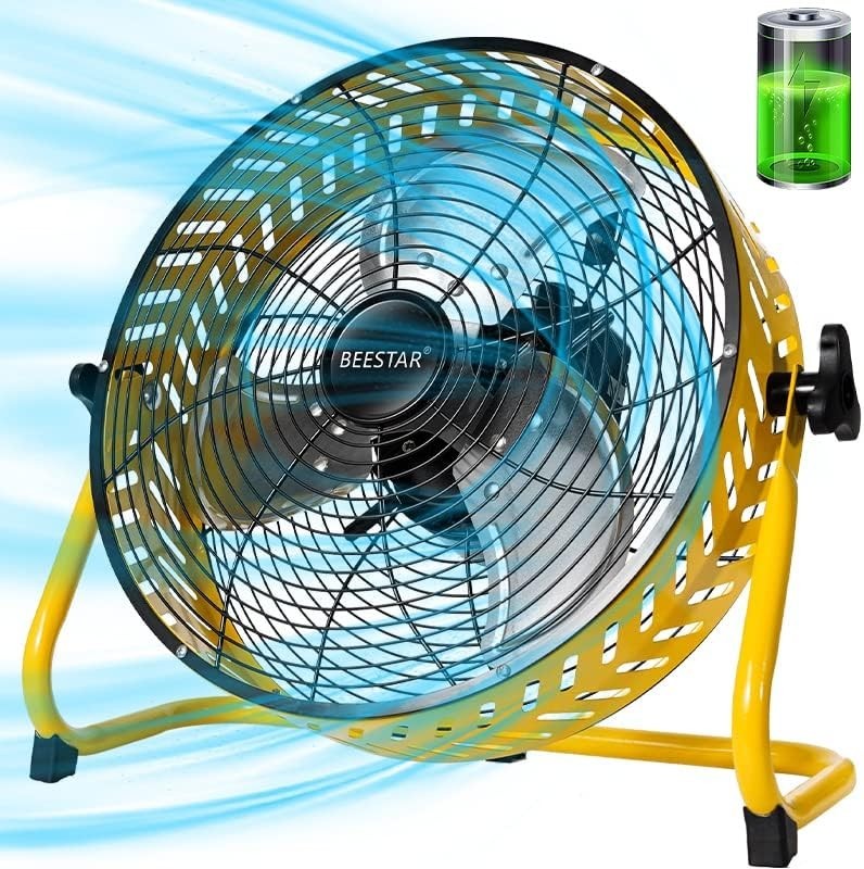 12" Rechargeable Fan – High Velocity Portable Metal Frame Quiet 3 Speed Tilt