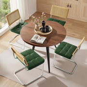Green Dining Chairs Set of 4 Upholstered Rattan Back Modern Kitchen Chairs