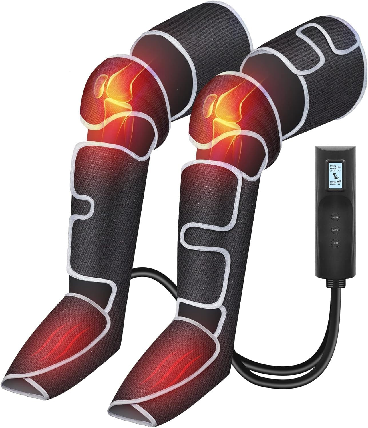 Leg Foot Calf Massager with Heat Air Compression Wraps Pain Relief