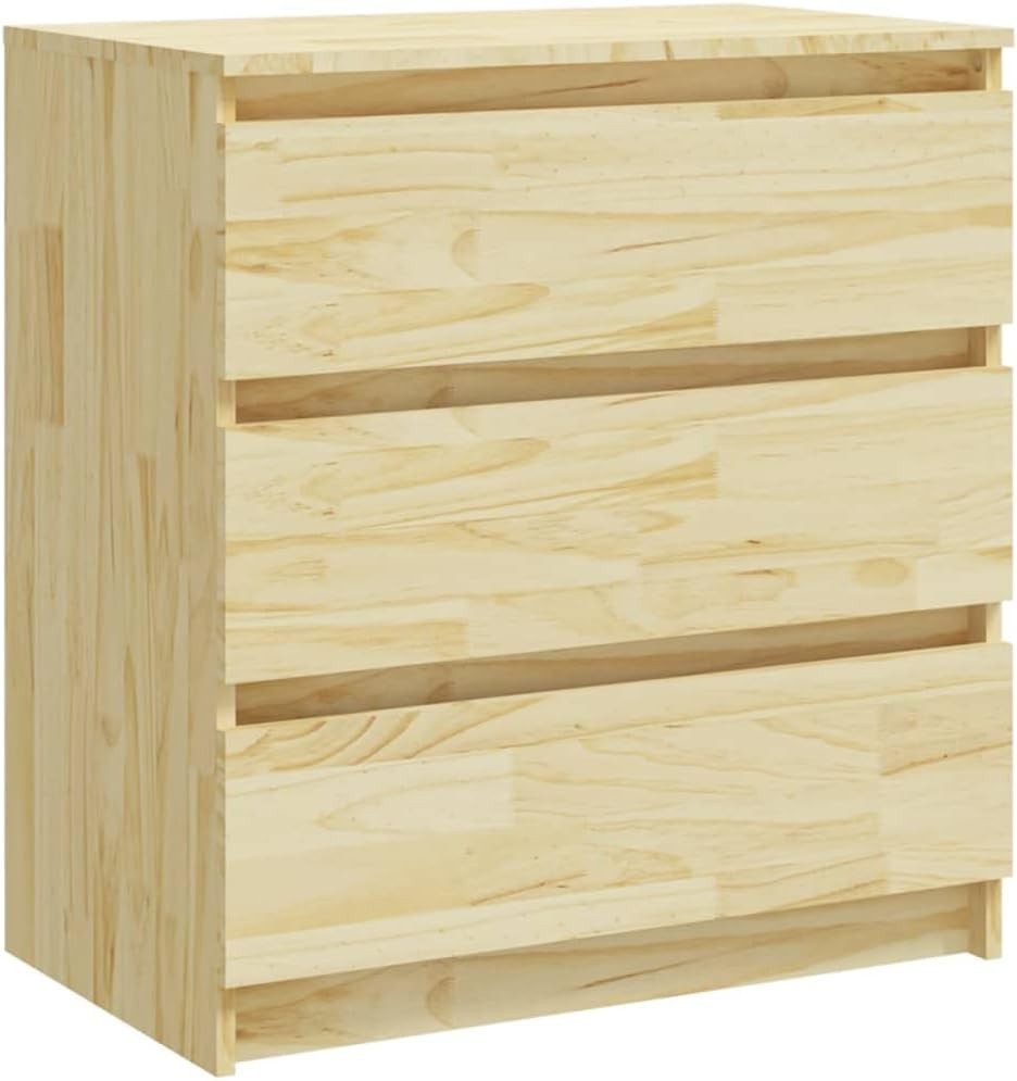 Set of 2 Solid Pine Bedside Tables with 3 Drawers | Natural Wood Nightstands