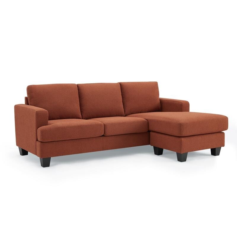 3 Seater Chaise Sofa Burnt Orange Boucle Fabric | Left or Right L Shape