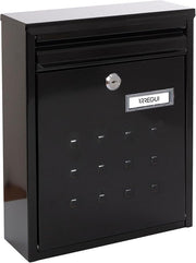 Wall Mounted Outdoor Mailbox DIN A4 Size Lockable Steel Post Box Weatherproof