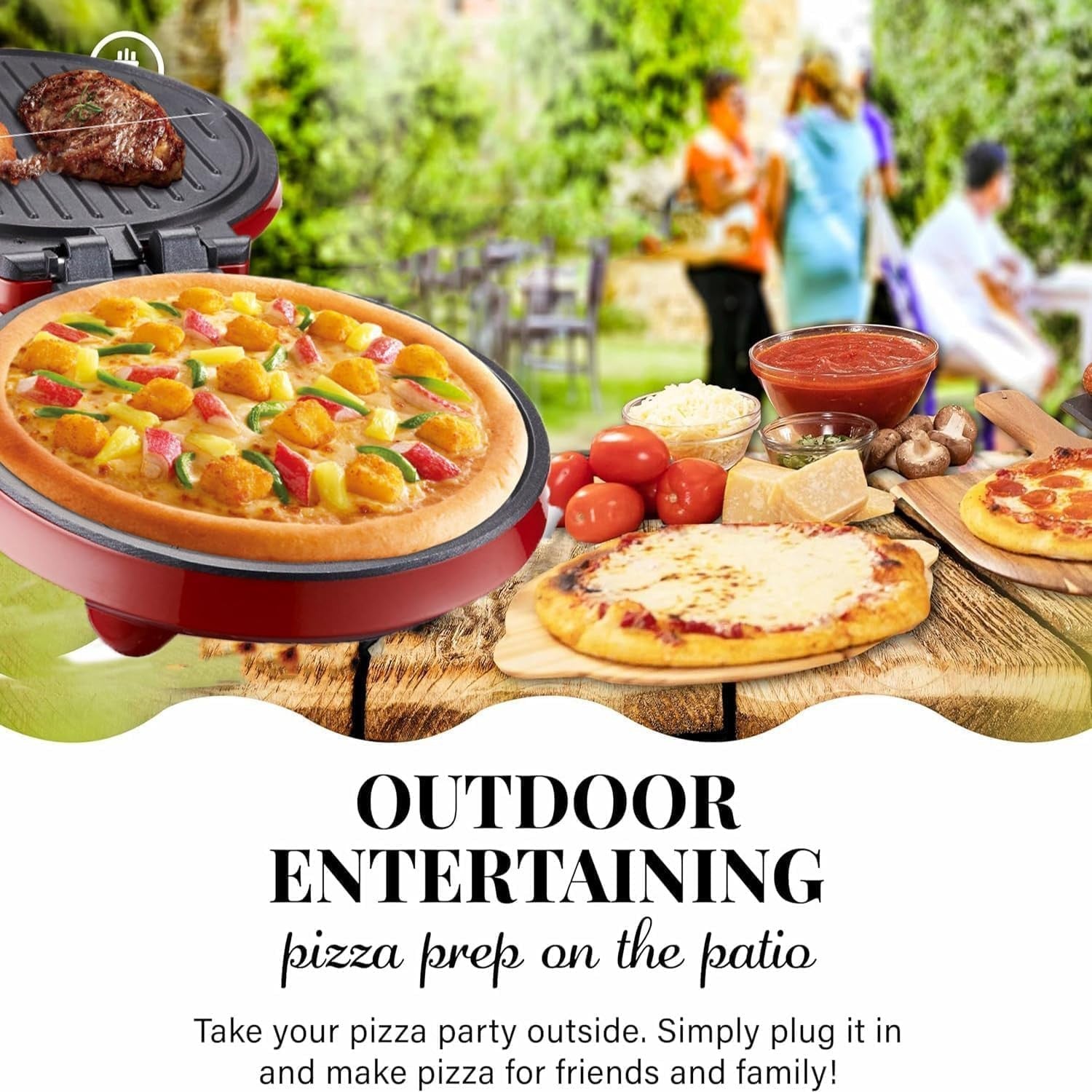 Mini Pizza Oven 1000W | 23cm Nonstick Dual Heat Fast Cooker for 2-3 People