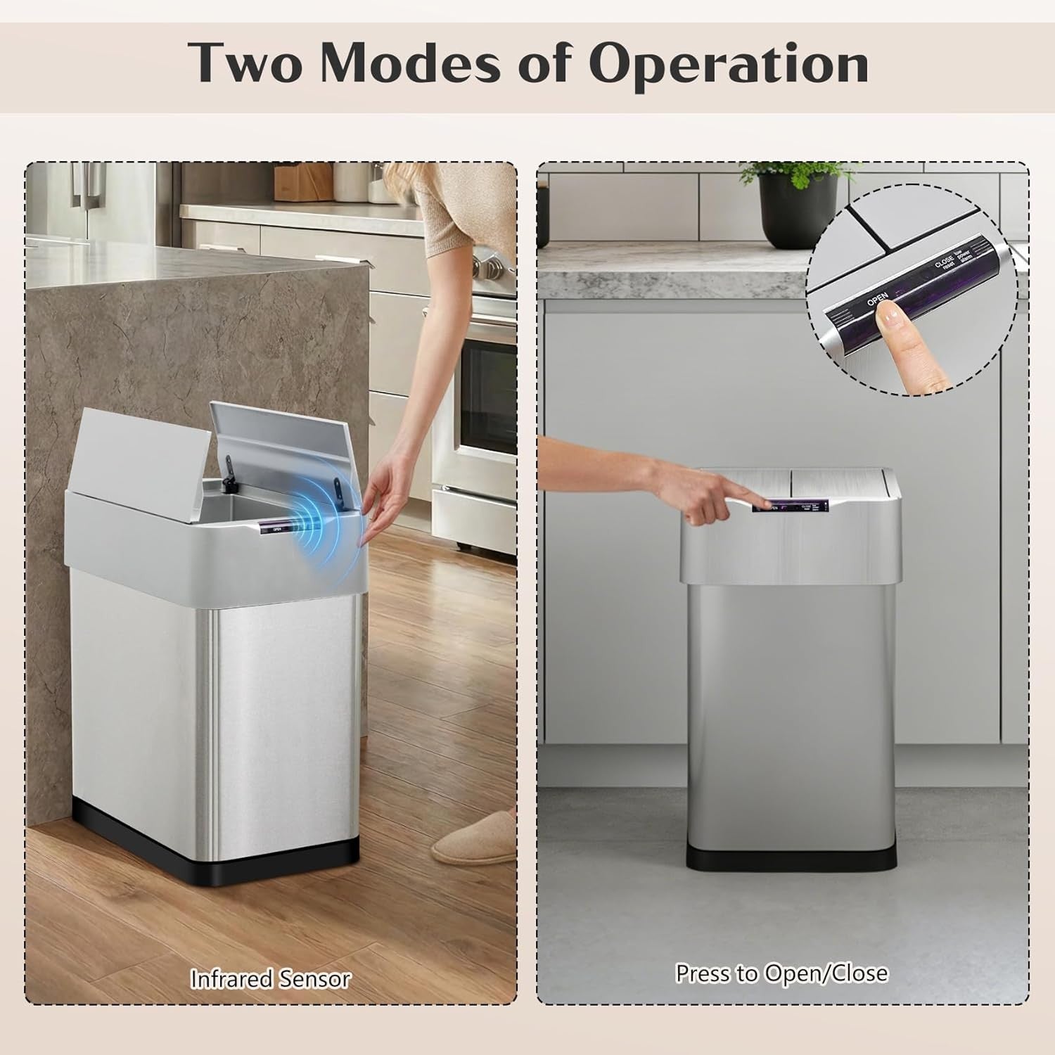 30L Automatic Sensor Bin Stainless Steel Touchless Soft Close