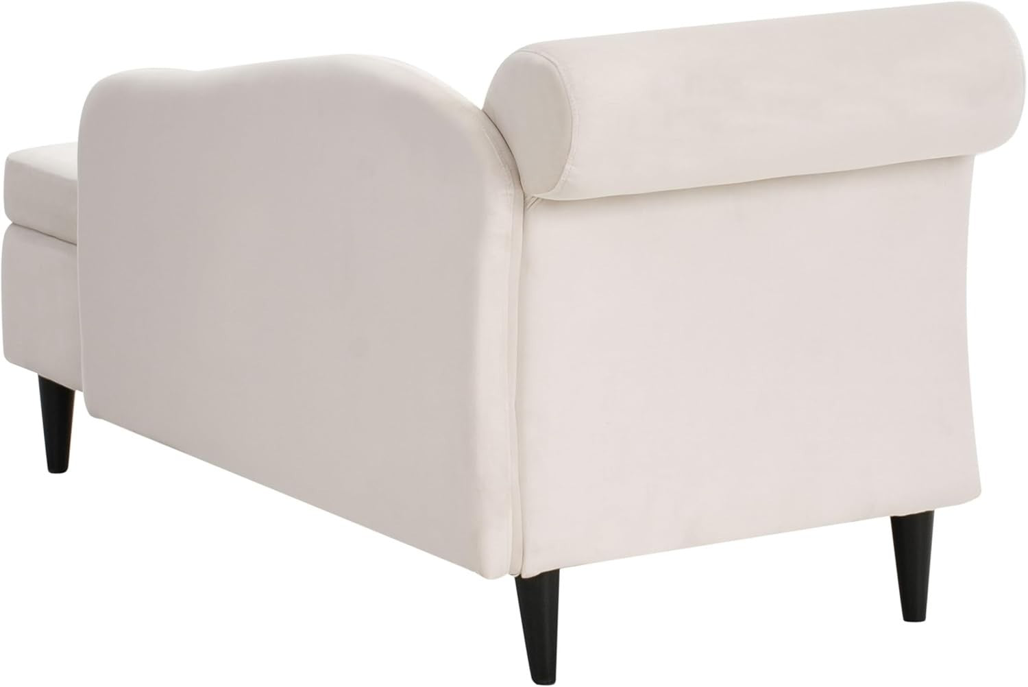 Left Hand Velvet Chaise Lounge with Storage Beige Upholstery for Living Room