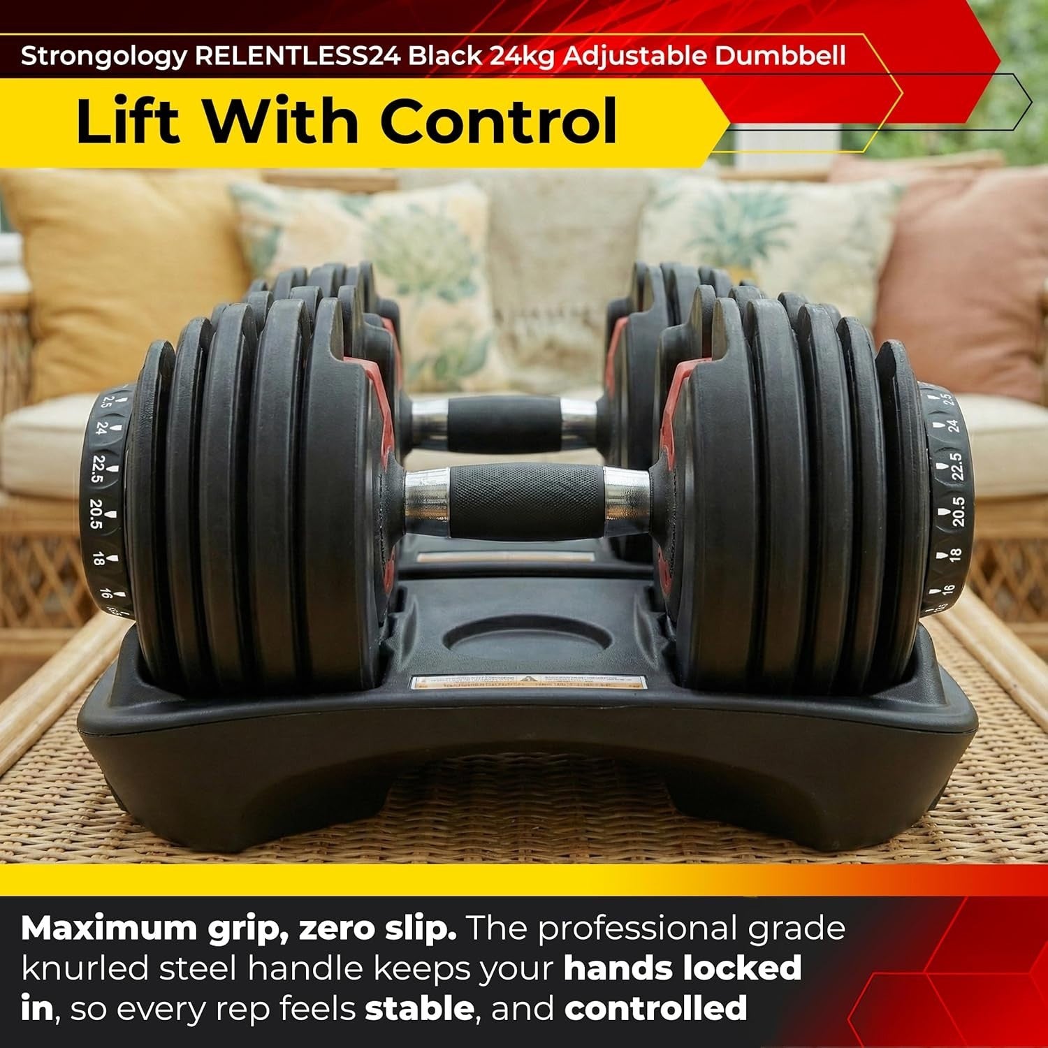 Smart Adjustable Dumbbell 2.5–24KG Space Saving Home Gym Training Weight