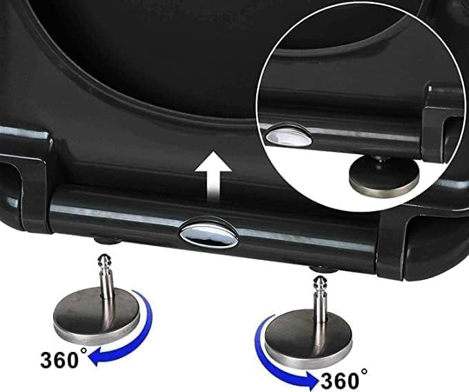 Soft Close Black Toilet Seat O-Shape Quick Release Adjustable PP Top Fix