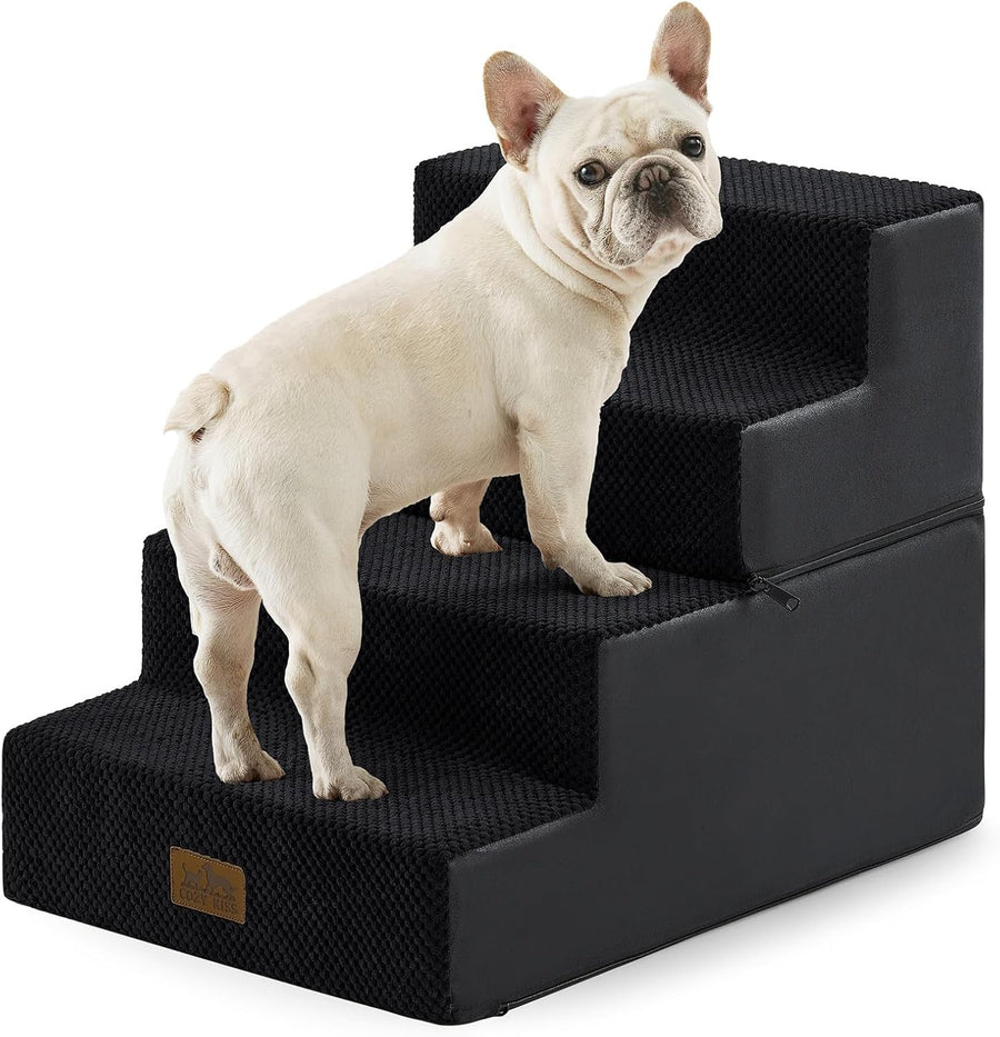 4 Tier Dog Stairs for Small Dogs 45cm High Pet Steps Black