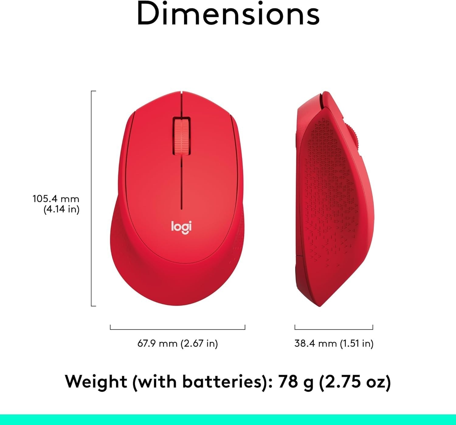 Silent Wireless Mouse USB Nano Receiver Ergonomic Lightweight Red Laptop PC