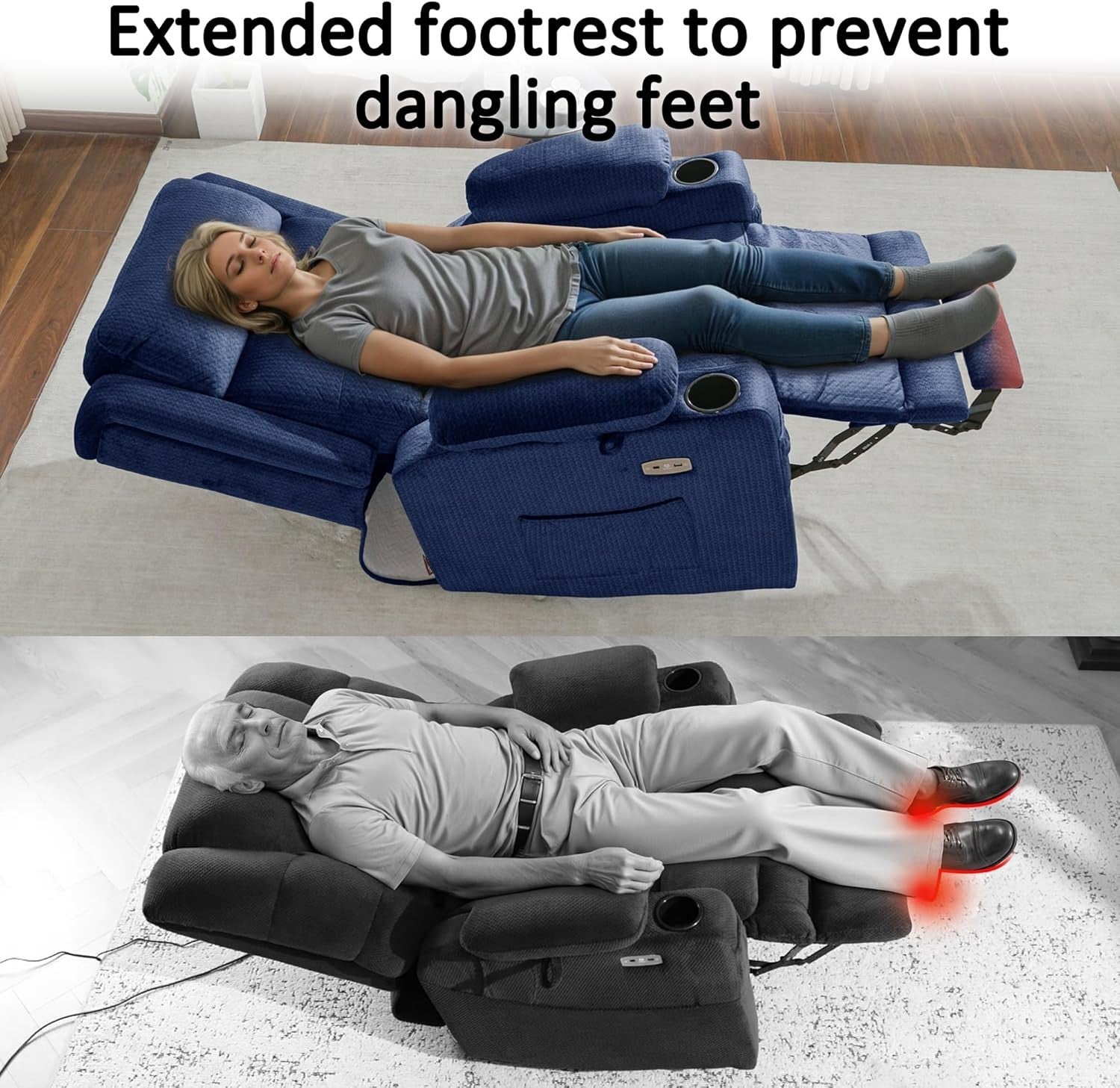 3 Motor Lift Recliner Chair Elderly Riser Heat Massage Headrest Medium