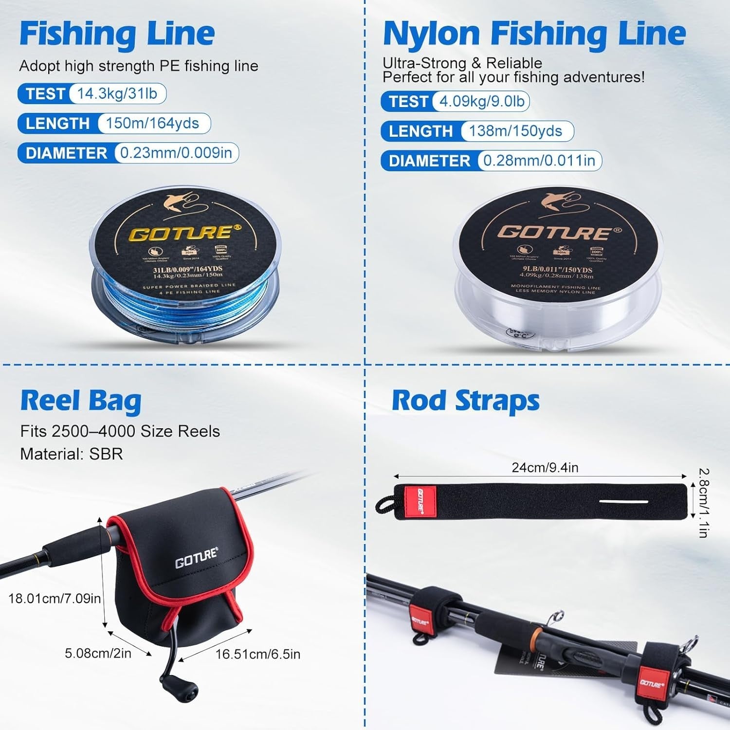 4 Piece Travel Fishing Rod Reel Kit Carbon Fibre Case Lures Tools Set