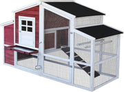 XXL Chicken Coop with Run Raised Spruce Wood 201x81x116cm