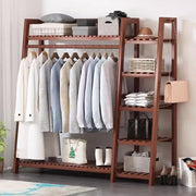 Bamboo Garment Rack with 7 Shelves & Hanging Rail, Freestanding Wardrobe