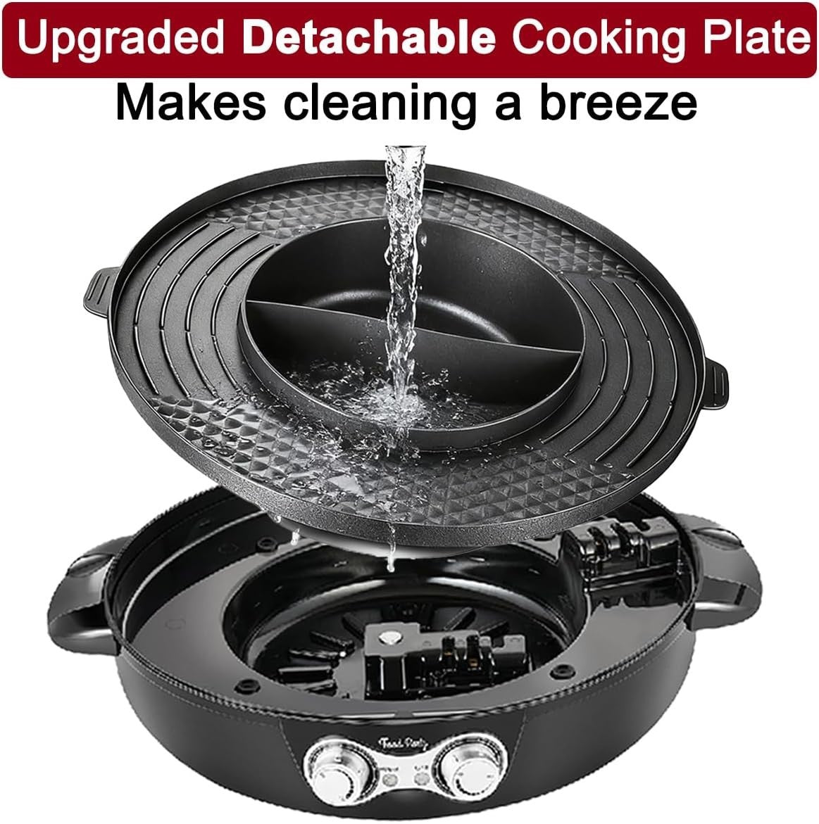 Electric Hot Pot BBQ Grill 2-in-1 2200W | Non-Stick Shabu Shabu Cooker 42cm
