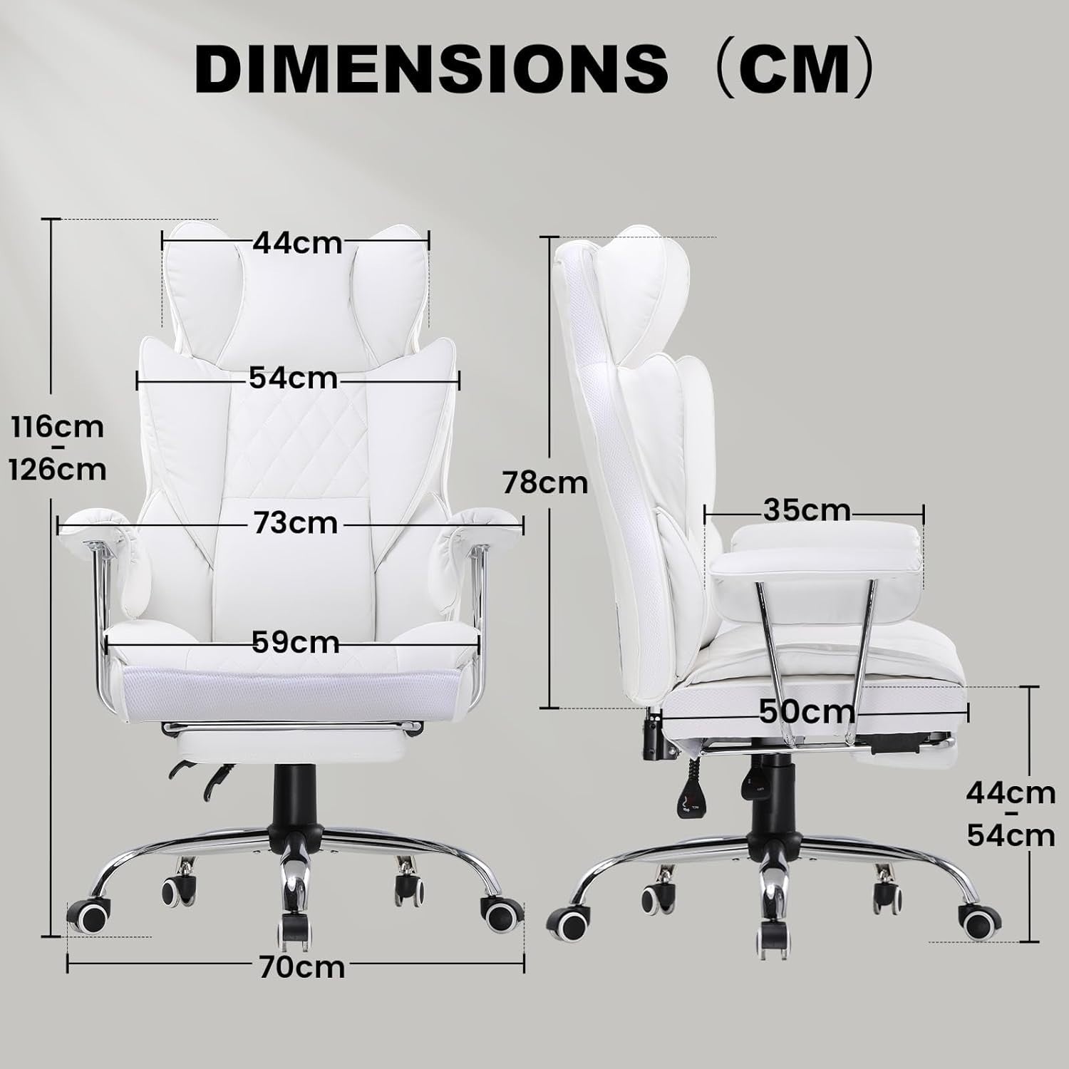 Ergonomic White Gaming Chair Executive Office Desk Seat Recliner Footrest
