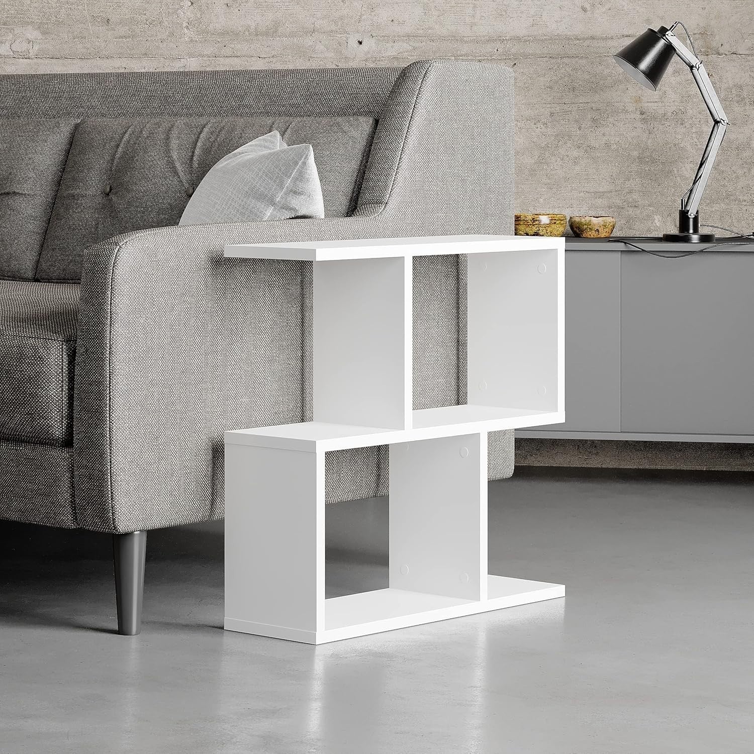 2 Tier Storage Side Table White - Slim Space-Saving Organizer 60x60x19.5cm