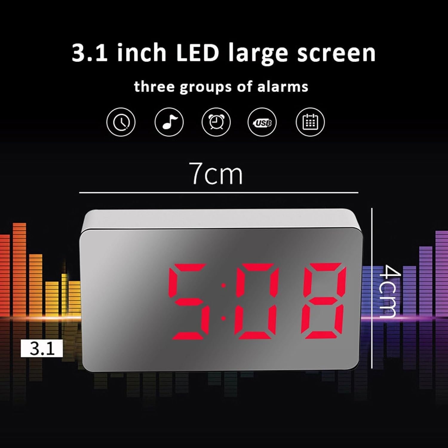 LED Digital Alarm Clock Big Numbers Twin Bell Loud Battery Powered