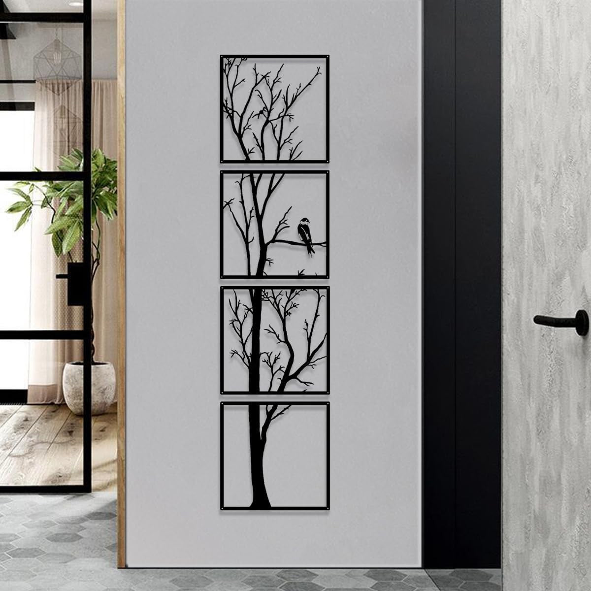 4Pcs Metal Tree Branch Wall Art Large Living Room Decor