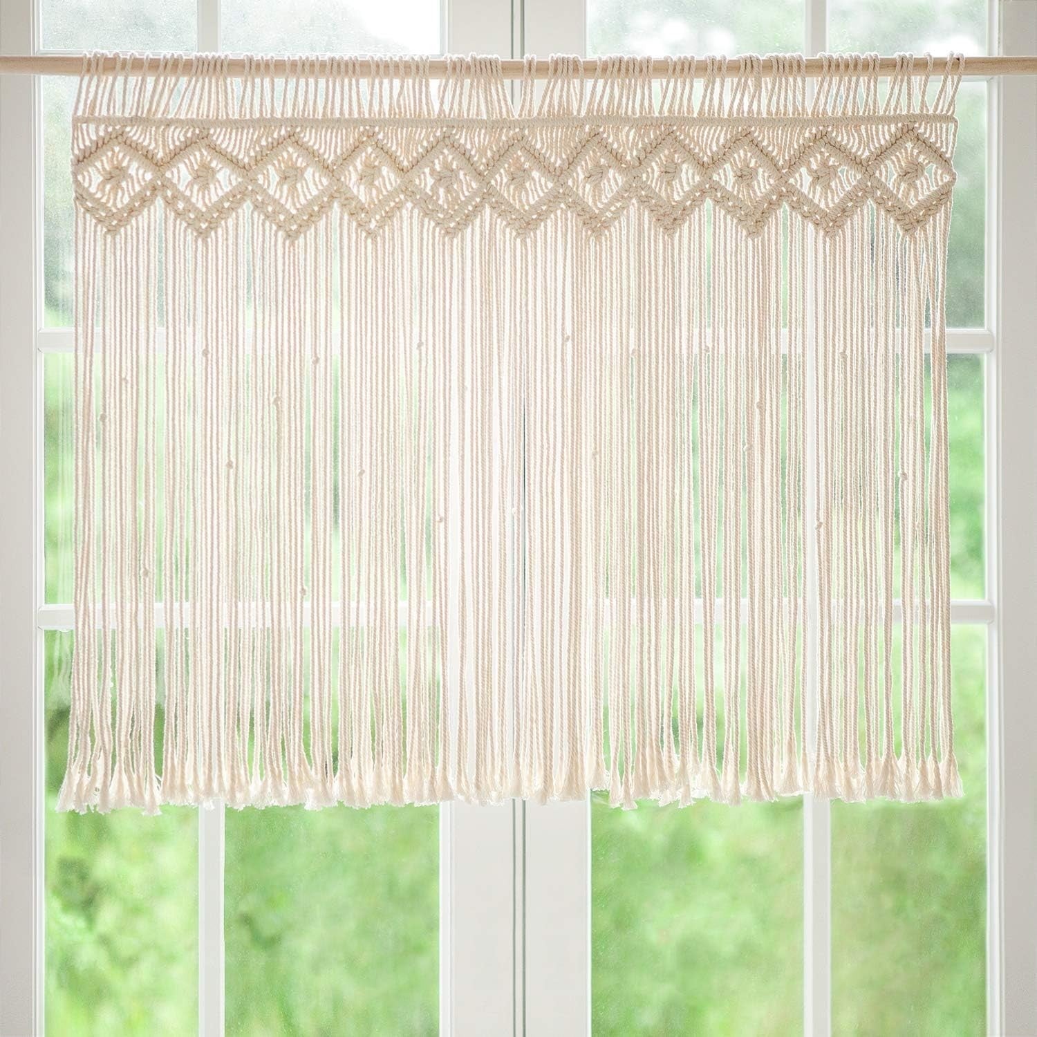 Macrame Curtain 89x66cm Boho Window Wall Hanging Decor