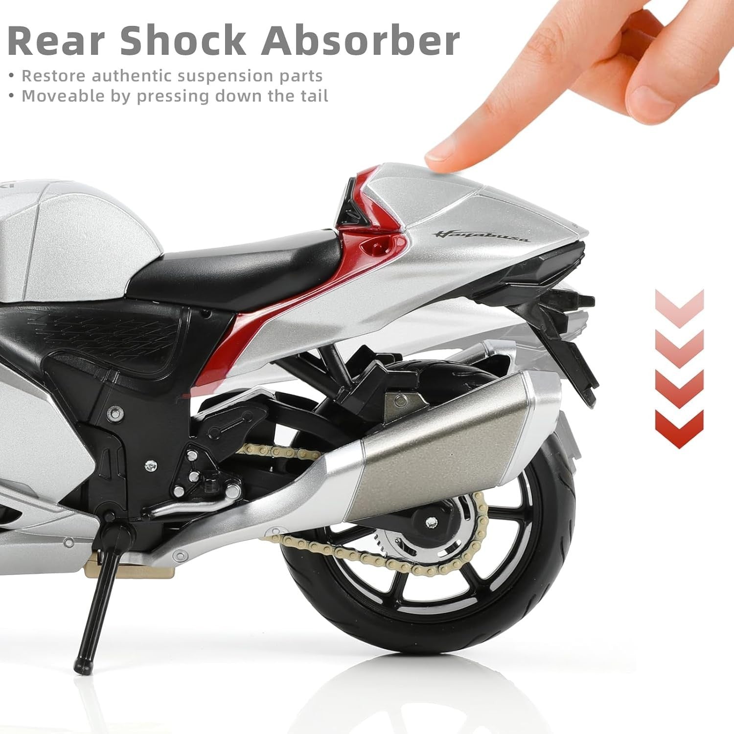 1:12 Diecast Sports Motorcycle Model - Silver Metal Build, Perfect Gift